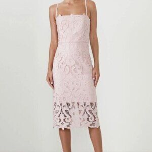 Bardot Dress Women's Lina‎ Lace Pink Rose Midi Dress Size 8